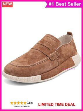 Suede Penny Loafers Slip-On Flat Shoes Lightweight Women's